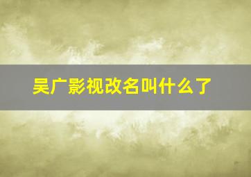 吴广影视改名叫什么了