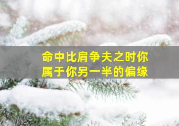 命中比肩争夫之时你属于你另一半的偏缘