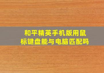 和平精英手机版用鼠标键盘能与电脑匹配吗