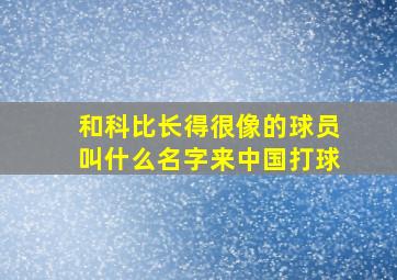 和科比长得很像的球员叫什么名字来中国打球