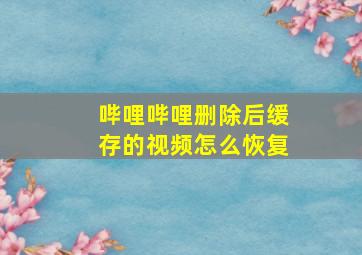 哔哩哔哩删除后缓存的视频怎么恢复