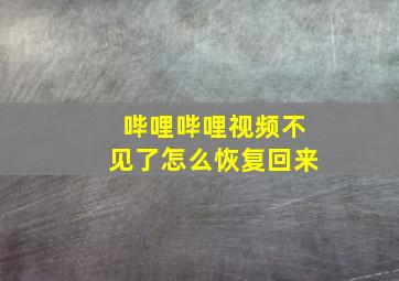 哔哩哔哩视频不见了怎么恢复回来