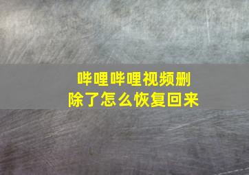 哔哩哔哩视频删除了怎么恢复回来