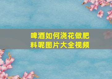 啤酒如何浇花做肥料呢图片大全视频