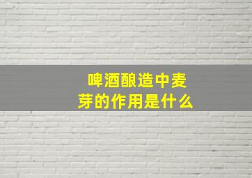 啤酒酿造中麦芽的作用是什么