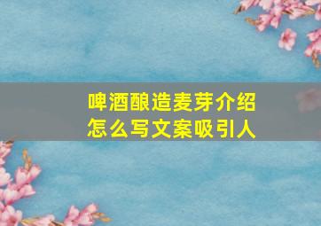 啤酒酿造麦芽介绍怎么写文案吸引人