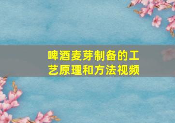 啤酒麦芽制备的工艺原理和方法视频