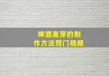 啤酒麦芽的制作方法窍门视频