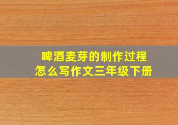 啤酒麦芽的制作过程怎么写作文三年级下册