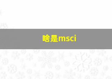 啥是msci