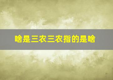 啥是三农三农指的是啥