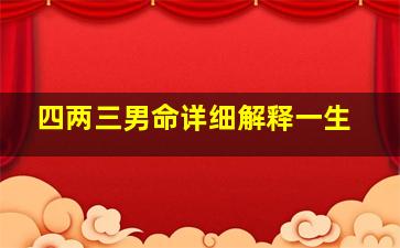 四两三男命详细解释一生