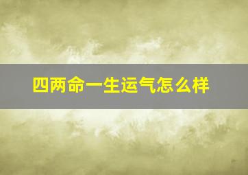 四两命一生运气怎么样