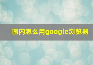 国内怎么用google浏览器