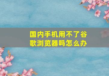 国内手机用不了谷歌浏览器吗怎么办