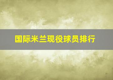 国际米兰现役球员排行