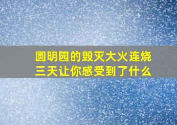 圆明园的毁灭大火连烧三天让你感受到了什么