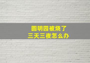 圆明园被烧了三天三夜怎么办