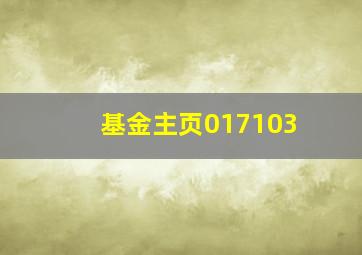 基金主页017103