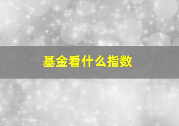 基金看什么指数