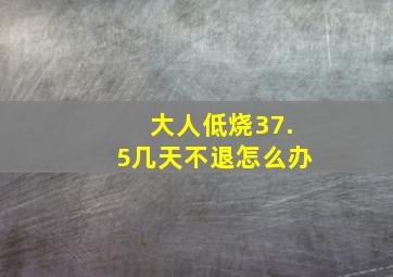 大人低烧37.5几天不退怎么办