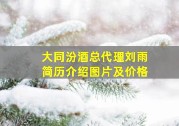 大同汾酒总代理刘雨简历介绍图片及价格