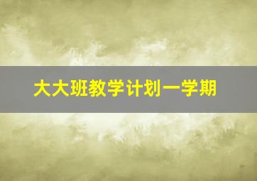 大大班教学计划一学期