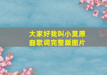 大家好我叫小莫原曲歌词完整版图片