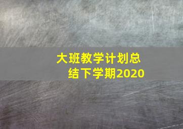 大班教学计划总结下学期2020