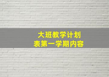 大班教学计划表第一学期内容