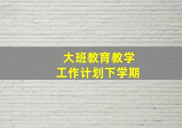 大班教育教学工作计划下学期