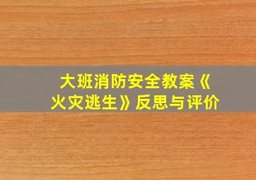 大班消防安全教案《火灾逃生》反思与评价