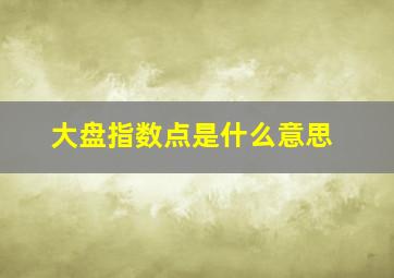 大盘指数点是什么意思