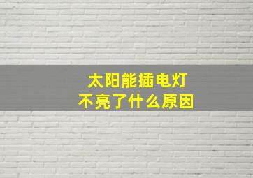 太阳能插电灯不亮了什么原因