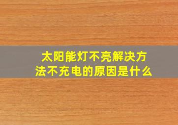 太阳能灯不亮解决方法不充电的原因是什么