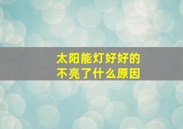 太阳能灯好好的不亮了什么原因