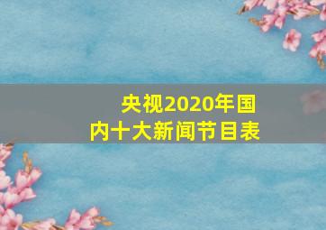 央视2020年国内十大新闻节目表