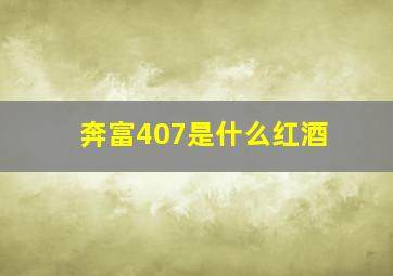 奔富407是什么红酒