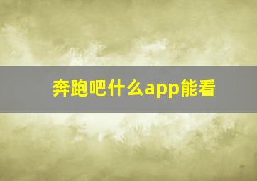 奔跑吧什么app能看