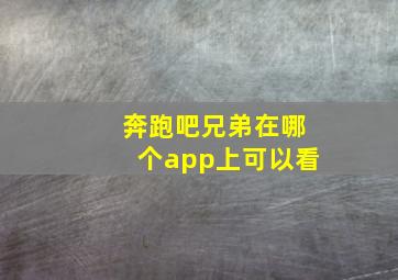 奔跑吧兄弟在哪个app上可以看