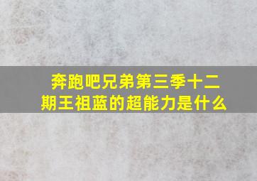 奔跑吧兄弟第三季十二期王祖蓝的超能力是什么