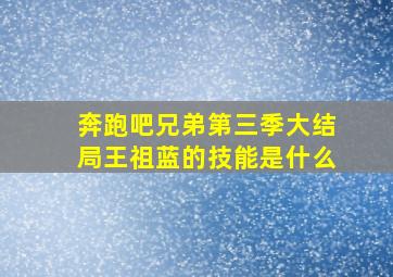 奔跑吧兄弟第三季大结局王祖蓝的技能是什么