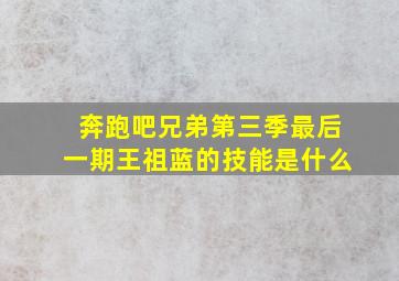 奔跑吧兄弟第三季最后一期王祖蓝的技能是什么