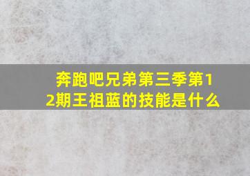 奔跑吧兄弟第三季第12期王祖蓝的技能是什么