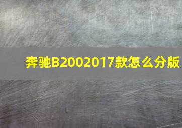 奔驰B2002017款怎么分版