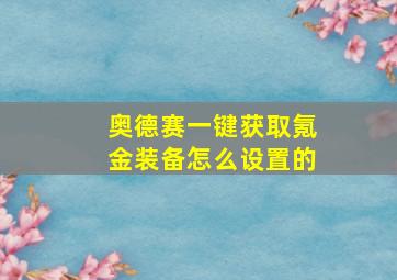 奥德赛一键获取氪金装备怎么设置的