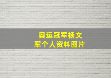 奥运冠军杨文军个人资料图片