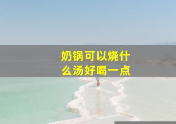 奶锅可以烧什么汤好喝一点