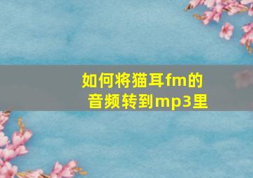 如何将猫耳fm的音频转到mp3里