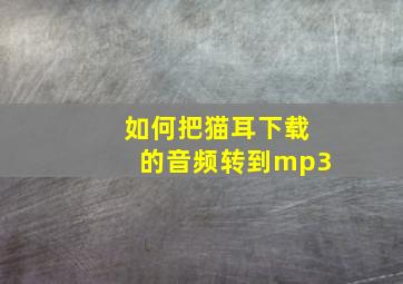 如何把猫耳下载的音频转到mp3